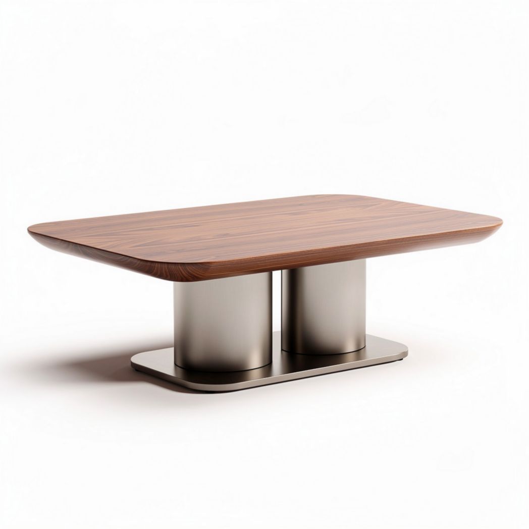 Salontafel van hout met stalen basis 120 x 80 x 40cm bruin en zilver