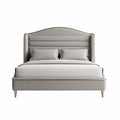 Stoffen bed met hoofdbord en bedbodem 200 x 160 x 120 cm grijs