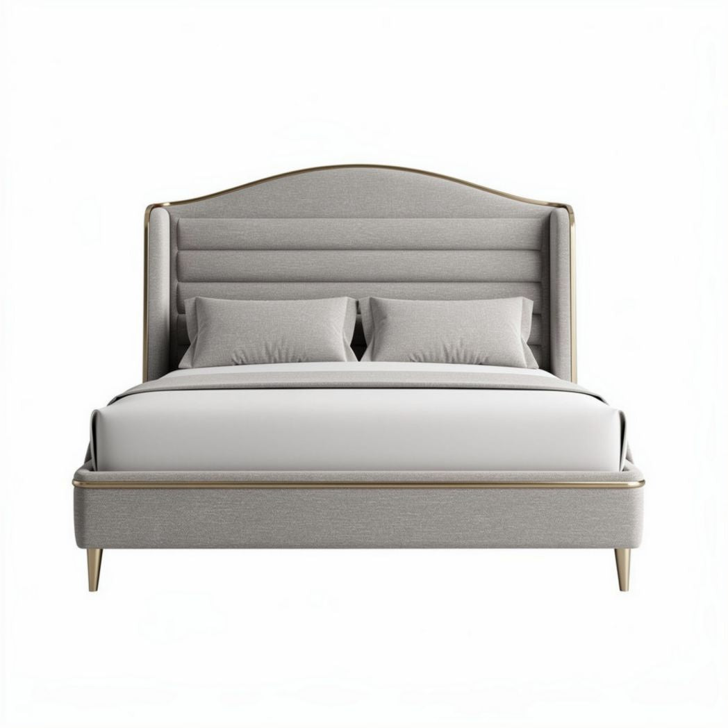 Stoffen bed met hoofdbord en bedbodem 200 x 160 x 120 cm grijs