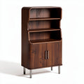 Boekenrek met kast en open planken van hout in bruin 80 x 40 x 150cm