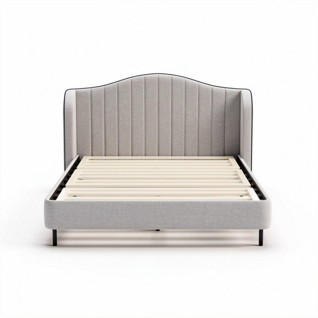 Gestoffeerd bed inclusief houten lattenbodem 200 x 160 x 100cm grijs