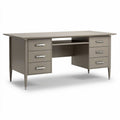 Bureau grijs met 4 lade en middenruimte afmeting 150 x 75 x 75cm