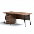 Houten bureau met drie lades en metalen poten 150 x 75 x 75cm
