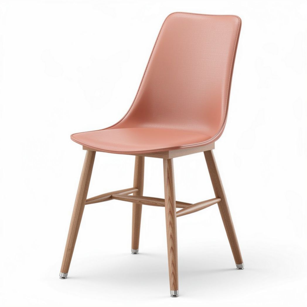 Eetkamerstoel met leren bekleding en houten poten 45 x 50 x 85cm