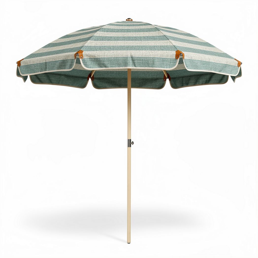 Parasol met gestreept doek in groen en wit 180 x 180 x 240cm