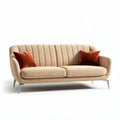 Lichte stoffen bank met twee kussens 200 x 90 x 85cm beige kleur