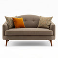 Bank met kussens in grijs textiel en houten poten 180 x 80 x 85cm